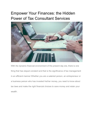 Empower Your Finances the Hidden Power of Tax Consultant Services