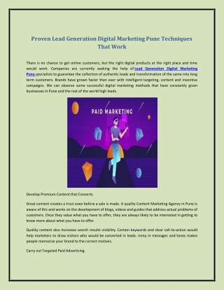 Proven Lead Generation Digital Marketing Pune Techniques That Work