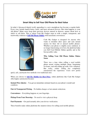 Smart Way to Sell Your Old Phone for Best Value