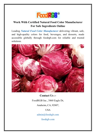 Work With Certified Natural Food Color Manufacturer For Safe Ingredients Online
