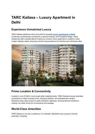 Luxury Apartment In Delhi _ TARC
