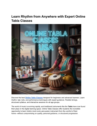 Learn Rhythm from Anywhere with Expert Online Tabla Classes