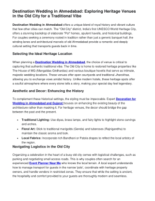 Destination Wedding in Ahmedabad Exploring Heritage Venues in the Old City for a Traditional Vibe