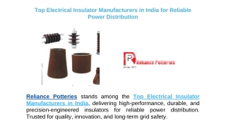 Top Electrical Insulator Manufacturers in India