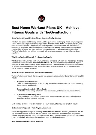 Best Home Workout Plans UK – Achieve Fitness Goals with TheGymFaction (1)