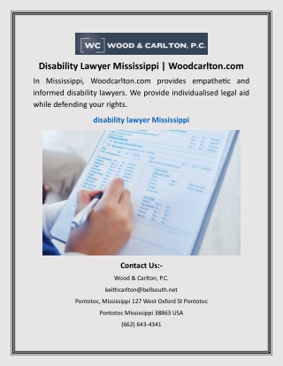 Disability Lawyer Mississippi | Woodcarlton.com