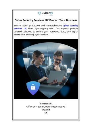 Cyber Security Services UK Protect Your Business