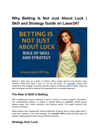 Why Betting Is Not Just About Luck  Skill and Strategy Guide on Laser247