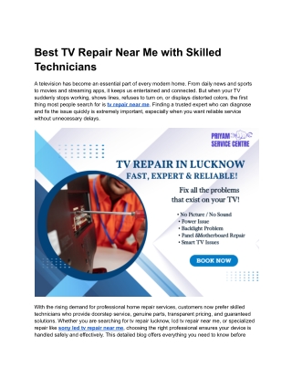 Best TV Repair Near Me with Skilled Technicians