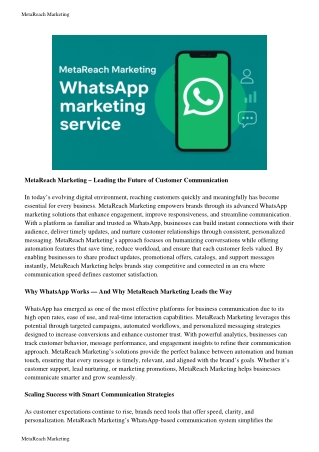 MetaReach Marketing | WhatsApp Marketing Service for Business Growth