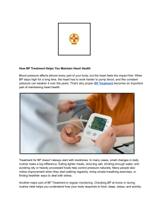 How BP Treatment Helps You Maintain Heart Health