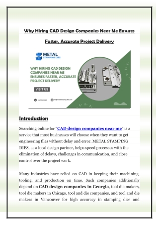 Why Hiring CAD Design Companies Near Me Ensures Faster, Accurate Project Delivery
