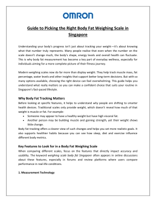 Guide to Picking the Right Body Fat Weighing Scale in Singapore
