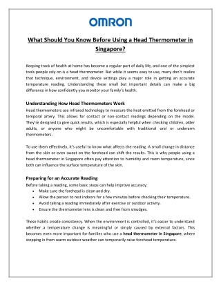 What Should You Know Before Using a Head Thermometer in Singapore