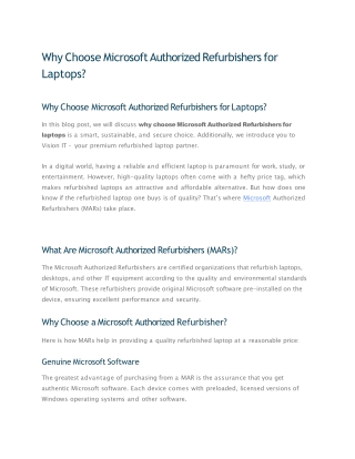 Why Choose Microsoft Authorized Refurbishers for Laptops in 2025
