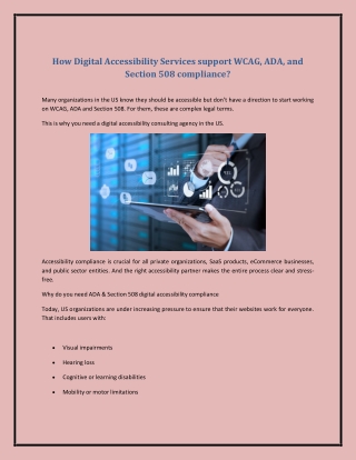 How Digital Accessibility Services support WCAG, ADA, and Section 508 compliance