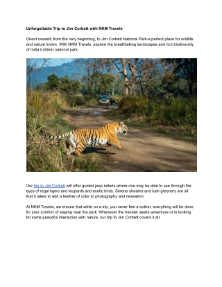 Unforgettable Trip to Jim Corbett with NKM Travels