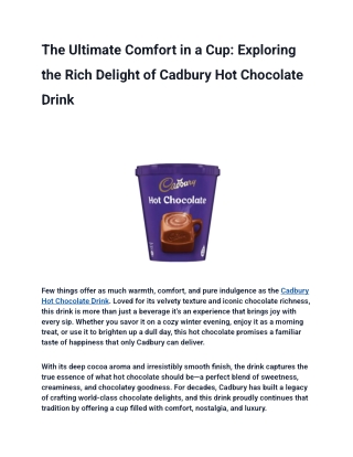 Cadbury Hot Chocolate Drink