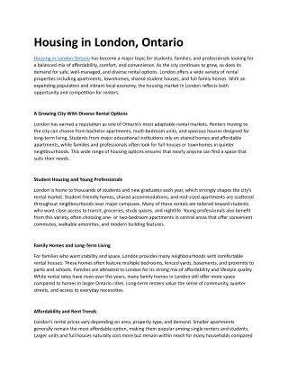 Housing in London ontorio