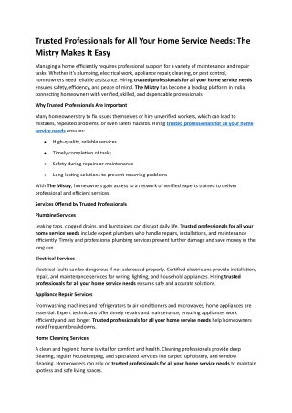 Trusted Professionals for All Your Home Service Needs