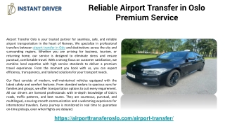 Reliable Airport Transfer in Oslo | Premium Service