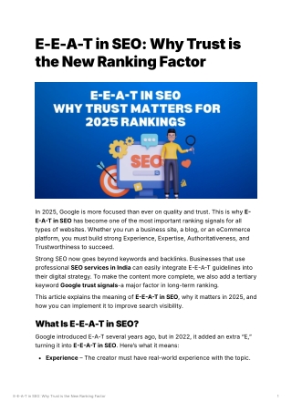 E-E-A-T in SEO: Why Trust Matters for 2025 Rankings