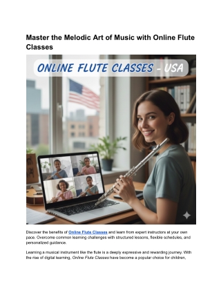 Master the Melodic Art of Music with Online Flute Classes