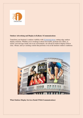 Outdoor Advertising and Display in Kolkata  iCommunications
