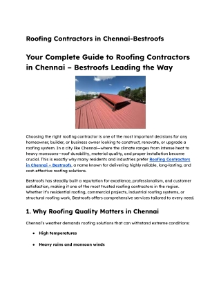 Roofing Contractors in Chennai