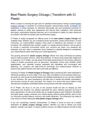 Best Plastic Surgery Chicago  Transform with CI Plastic  Google Docs
