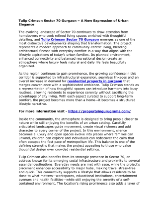 Tulip Crimson Sector 70 Gurgaon – A New Expression of Urban Elegance