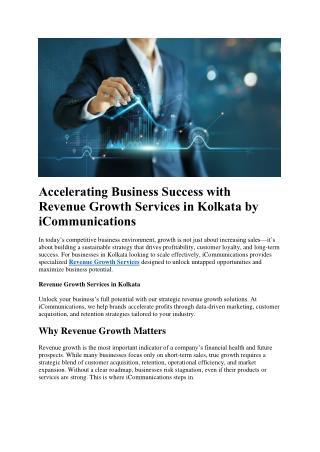 Revenue Growth Services in Kolkata by iCommunications