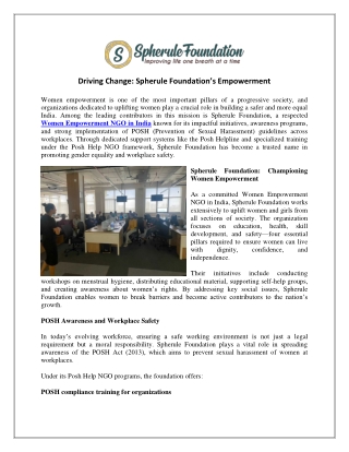 Driving Change Spherule Foundations Empowerment