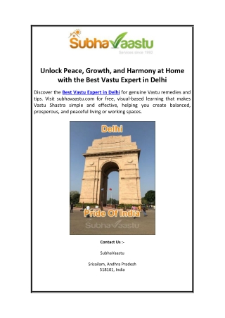 Unlock Peace, Growth, and Harmony at Home with the Best Vastu Expert in Delhi
