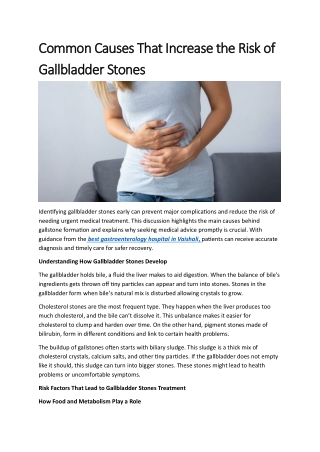 Common Causes That Increase the Risk of Gallbladder Stones