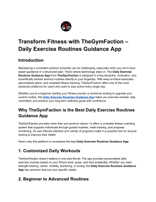 Transform Fitness with TheGymFaction – Daily Exercise Routines Guidance App.docx