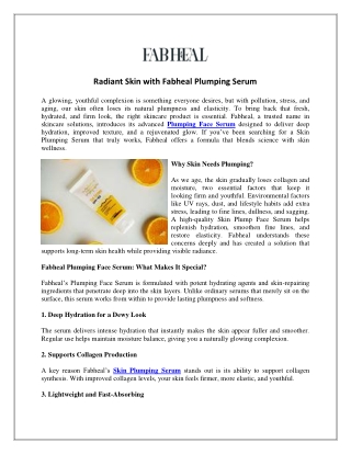 Radiant Skin with Fabheal Plumping Serum