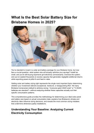 What Is the Best Solar Battery Size for Brisbane Homes in 2025_