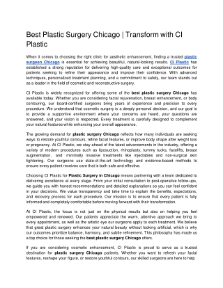 Best Plastic Surgery Chicago  Transform with CI Plastic  Google Docs