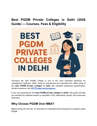Best PGDM Private Colleges in Delhi