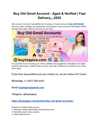 Buy Old Gmail Account - Aged & Verified _ Fast Delivery,,,,2025