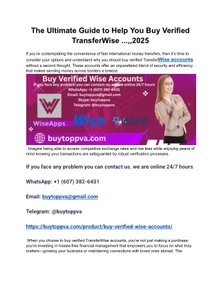 The Ultimate Guide to Help You Buy Verified TransferWise ...,,2025