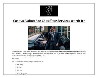 Cost vs. Value: Are Chauffeur Services worth It?