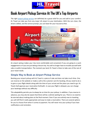 Book‍‌‍‍‌‍‌‍‍‌ Airport Pickup Service At The UK's Top Airports