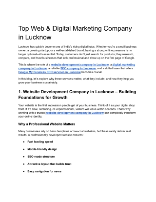 Top Web & Digital Marketing Company in Lucknow