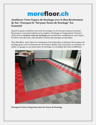 Sol pour Zones de Stockage: Solutions Durables