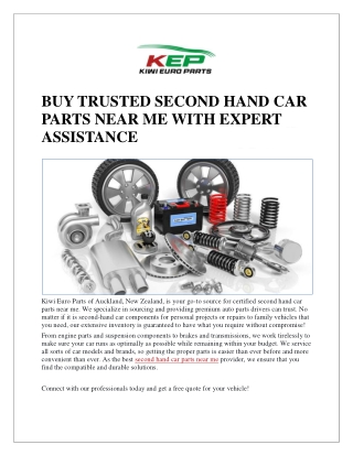 BUY TRUSTED SECOND HAND CAR PARTS NEAR ME WITH EXPERT ASSISTANCE