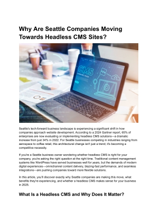 Why Are Seattle Companies Moving Towards Headless CMS Sites