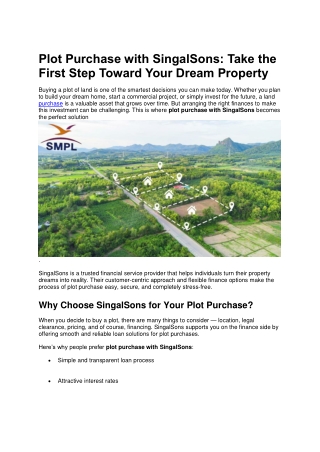 Plot Purchase with SingalSons: Take the First Step Toward Your Dream Property