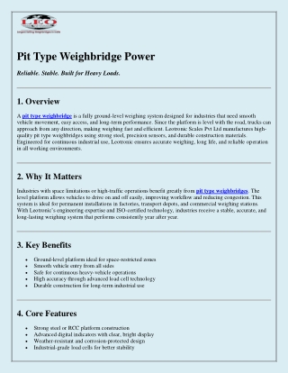 Pitless Weighbridge Master Guide – Explore the Full System Inside This PDF
